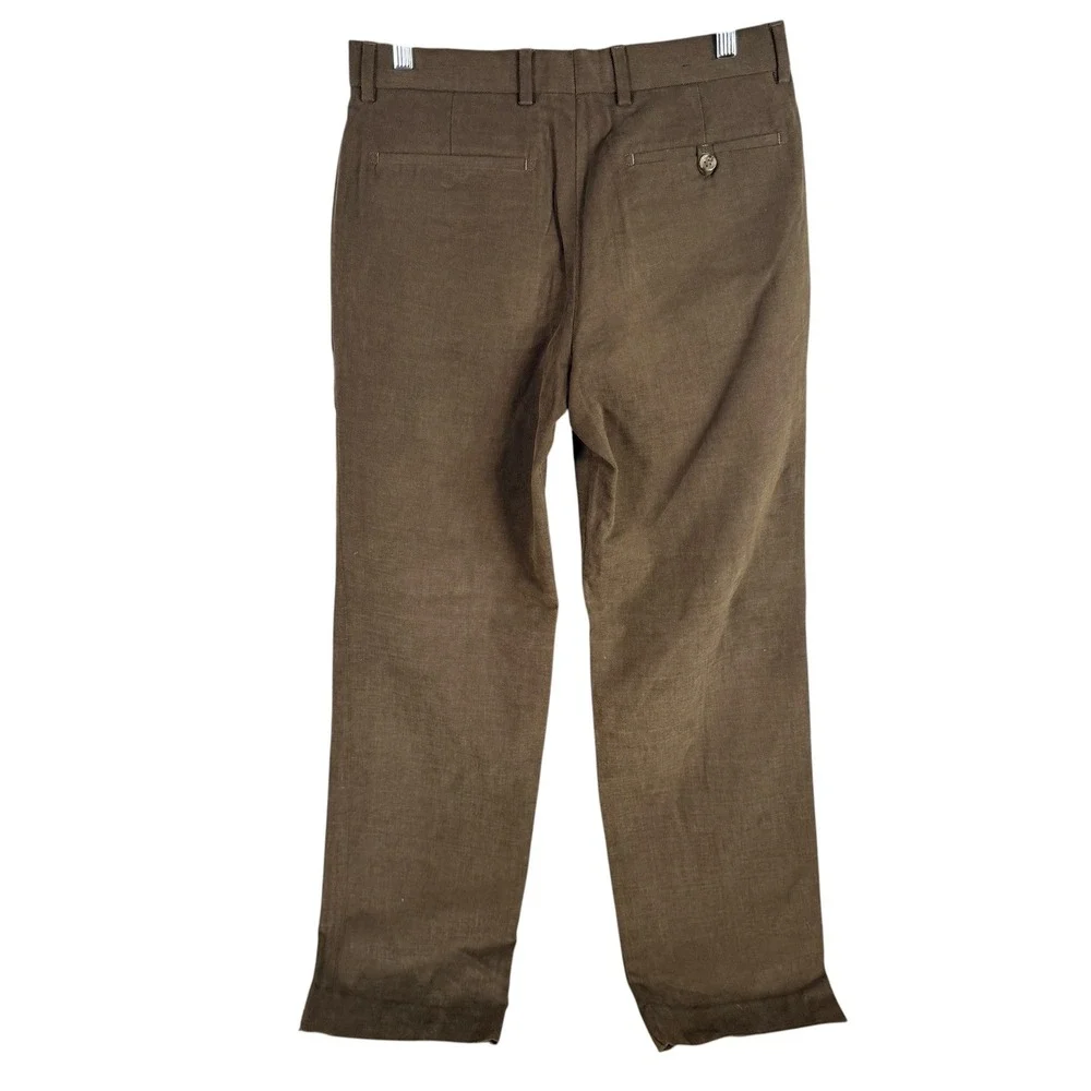 Banana Republic Dress Pants Mens 31x32 Brown Cotton Flat‎ Front Straight Leg NWT